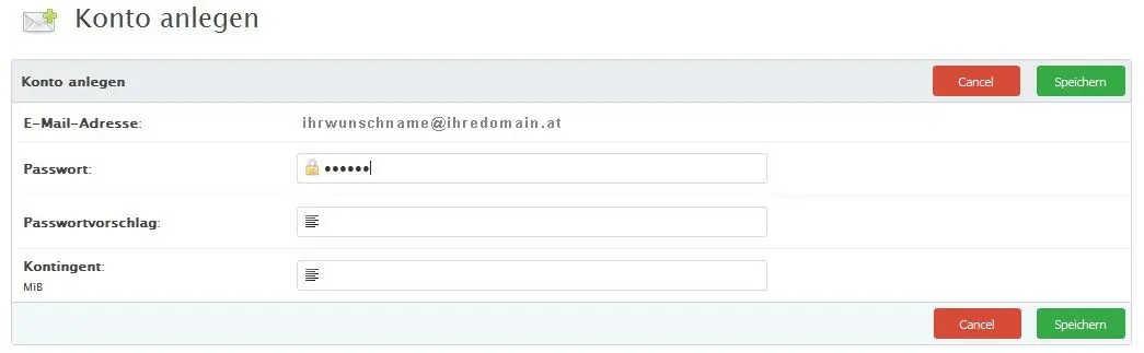 eMail in Froxlor anlegen 8 Postfachgröße und Passwort für Froxlor-Mailbox festlegen