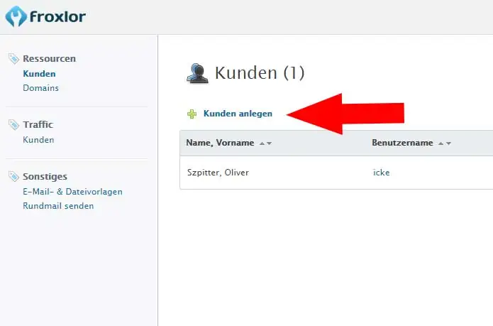 Froxlor Reseller Kunden anlegen 4 Froxlor Reseller Dashboard Übersicht