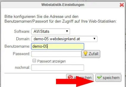 Webstatistik Login in LiveConfig