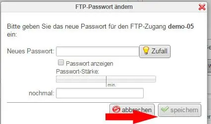 FTP Passwort speichern in LiveConfig