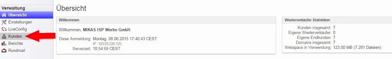 LiveConfig Kundenübersicht