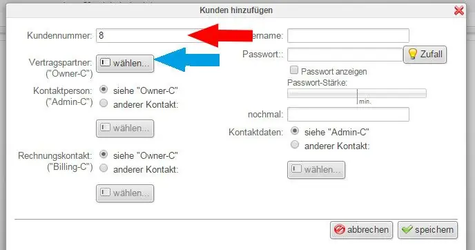 Vertragspartner in LiveConfig auswählen