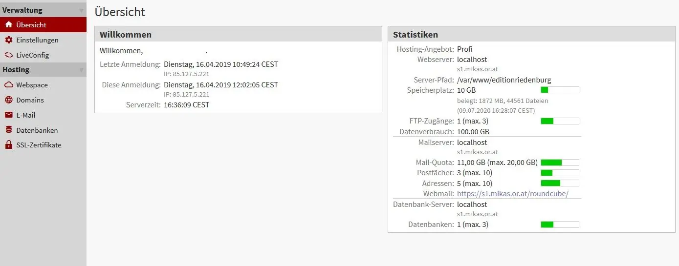 LiveConfig Menü Übersicht 2 LiveConfig Menü Übersicht