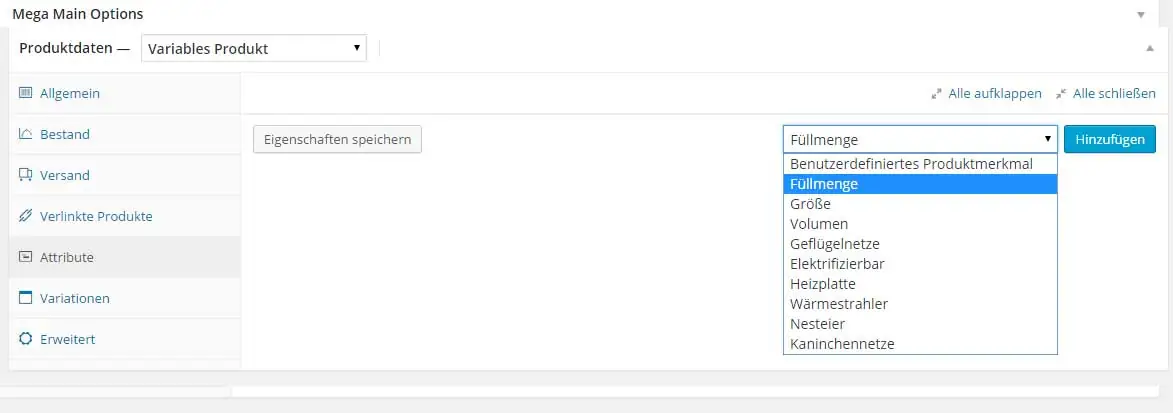 Produkt mit Woocommerce anlegen 22 Attribute dem Produkt zuordnen und für Variationen aktivieren