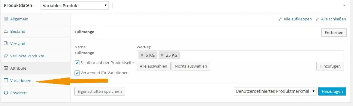 Produkt mit Woocommerce anlegen 24 Automatische Erstellung von WooCommerce-Variationen