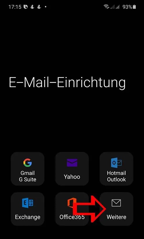 Android eMail einrichten 11 Weitere Kontotypen auf Android auswählen