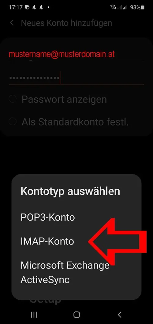 Android eMail einrichten 13 IMAP Konto auf Android auswählen