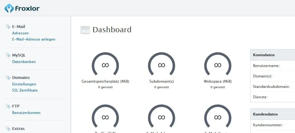 eMail Passwort in Froxlor ändern 5 E-Mail-Adressen in Froxlor öffnen