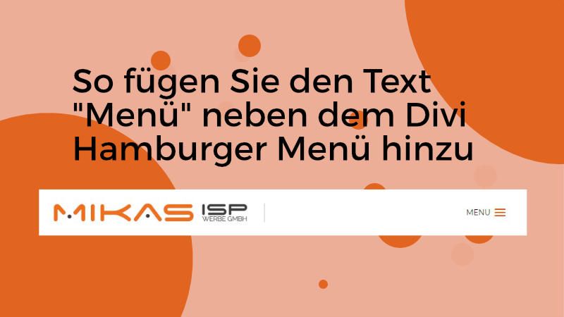 So fügen Sie den Text “Menü” neben dem Divi Hamburger Menü hinzu