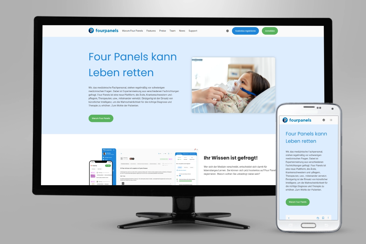Webseite Ärzteplattform Four Panels GmbH