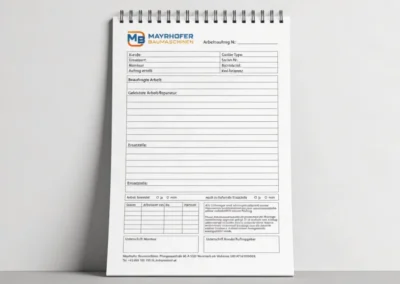 Durchschreibeblock Mayrhofer Baumaschinen