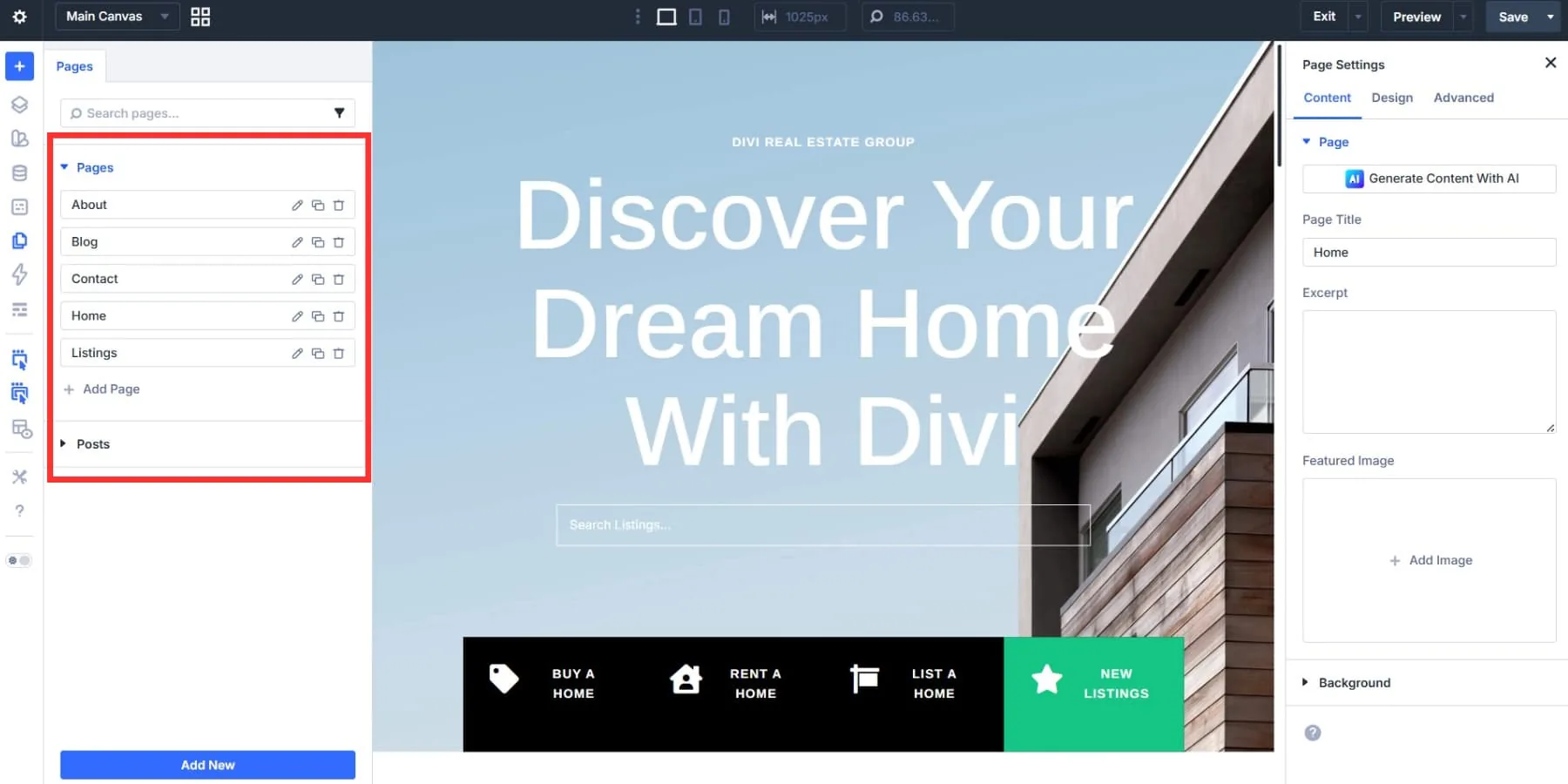 Effizientes Arbeiten mit dem Divi 5 Page Manager 4 Effizientes Arbeiten mit dem Divi 5 Page Manager